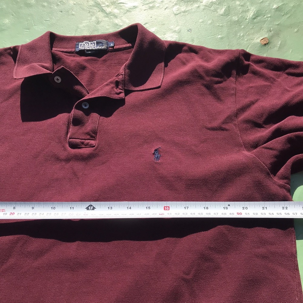 Ralph Lauren Polo Shirt Mens Large Dark Rose Burgundy Red Cotton Pony Logo Golf - Picture 8 of 9